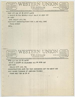 [Telegrams to Jack Ruby from Frank Kinney and Frank Holt, November 24, 1963 #1]