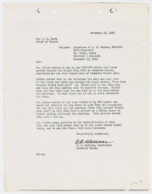 [Report from C. C. Wallace to Chief J. E. Curry, December 27, 1963]