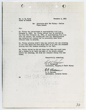 [Report from P. G. McCaghren to Chief J. E. Curry, December 5, 1963]