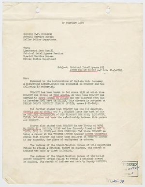 [Report to W. P. Gannaway by H. M. Hart, February 17, 1964]