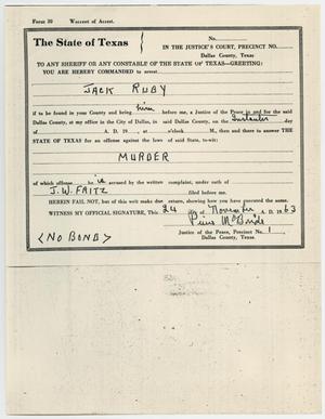 [Warrant of Arrest for Jack Ruby by Pierce McBride, November 24, 1963 #2]