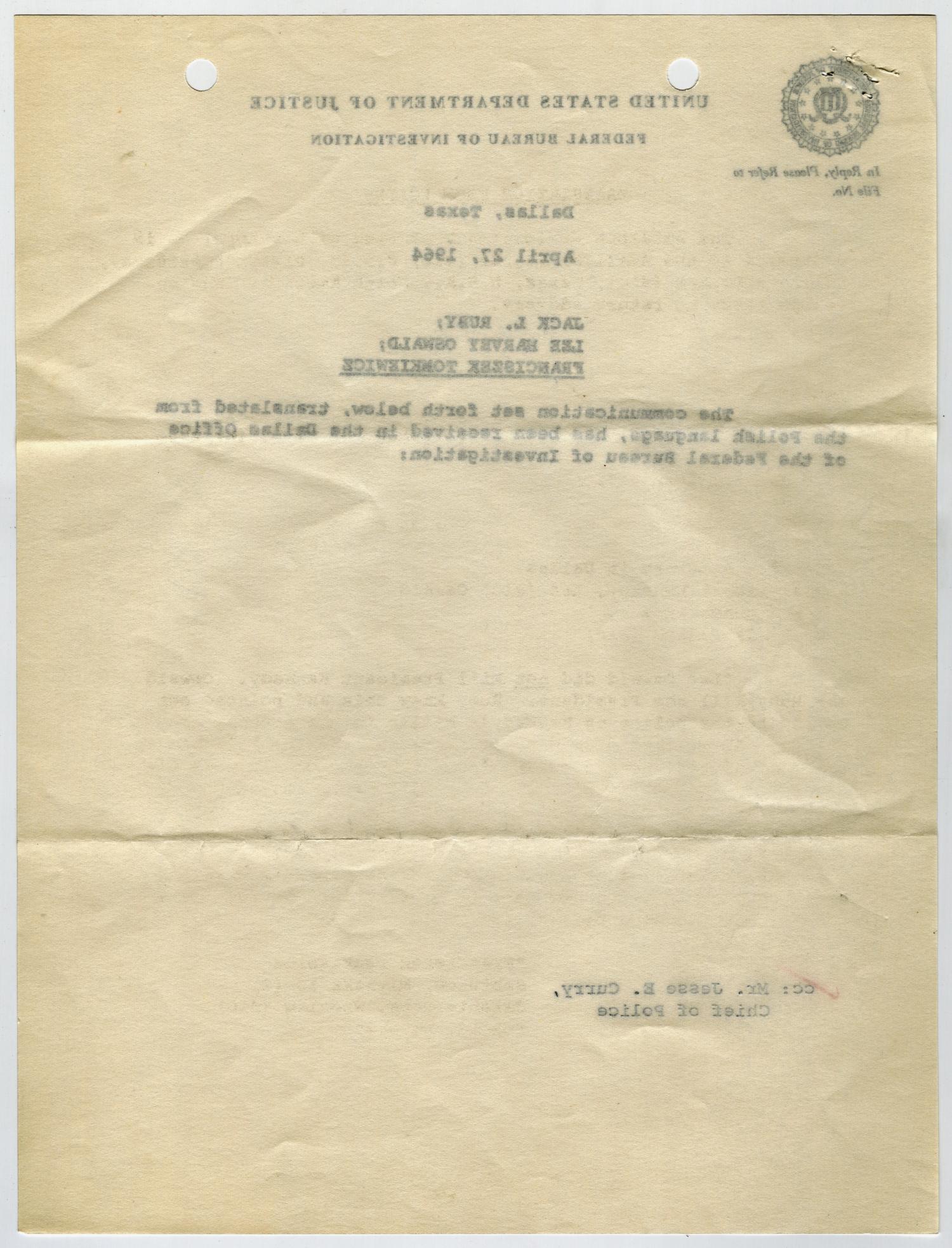 [Letter from J. Gordon Shanklin to J. E. Curry, April 27, 1964]
                                                
                                                    [Sequence #]: 4 of 6
                                                