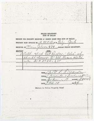 [Receipt for Property Received by County Court from the City of Dallas]
