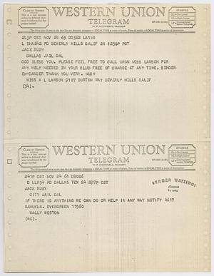 [Telegrams to Jack Ruby from Miss A. L. Lawson and Wally Weston, November 24, 1963 #2]