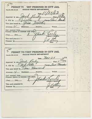 [Jailer's Permits for George Martin, Tom Howard, Pauline Hall and Eva Grant, November 24, 1963]