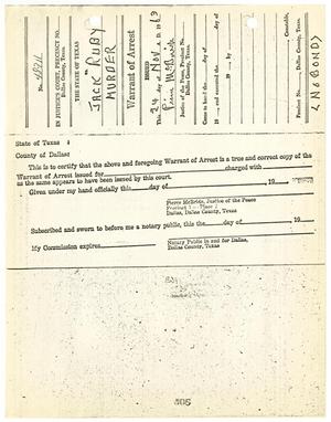 [Warrant of Arrest for Jack Ruby, by Pierce McBride]