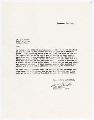 [Report to Chief J. E. Curry by W. E. Chambers, regarding the murder of Lee Harvey Oswald #1]