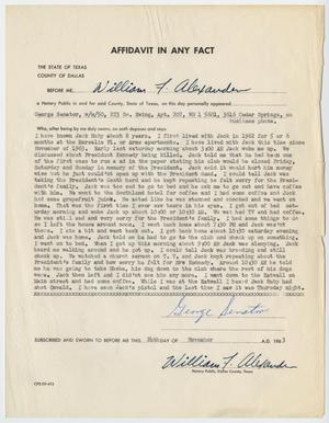 [Affidavit in Any Fact - Statement by George Senator, November 24, 1963 #1]