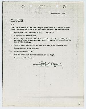 [Report from Arthur Capps to Chief J. E. Curry, November 26, 1963]