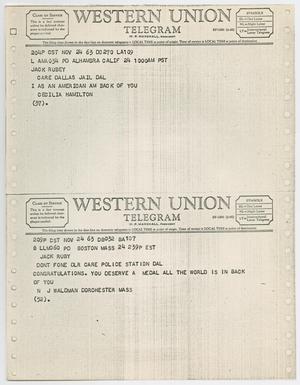 [Telegrams to Jack Ruby from Cecilia Hamilton and N. J. Waldman, November 24, 1963 #2]