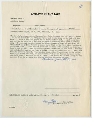 [Affidavit in Any Fact - Statement by Barbara Jeanette Davis, November 22, 1963 #2]