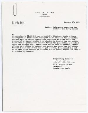 [Report to Chief J. E. Curry by D. L. Burgess, regarding the murder of Lee Harvey Oswald #1]