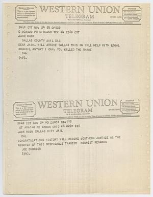 [Telegrams to Jack Ruby from Sam and Joe Currier, November 24, 1963 #2]