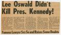 Clipping: [Newspaper Clipping: Lee Oswald Didn't Kill Pres. Kennedy! #1]
