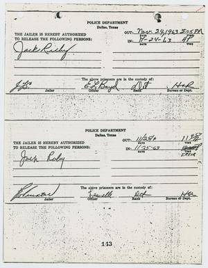 [Jailer's Permit to Release Jack Ruby]