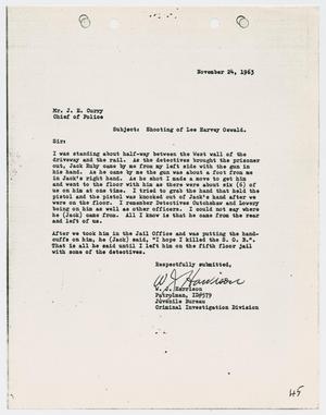 [Report from W. J. Harrison to Chief J. E. Curry, November 24, 1963]