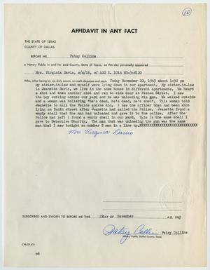 [Affidavit in Any Fact - Statement by Virginia Davis, November 22, 1963 #1]