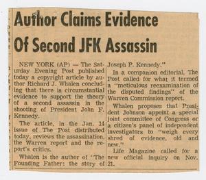 [Newspaper Clipping: Author Claims Evidence of Second JFK Assassin #1]