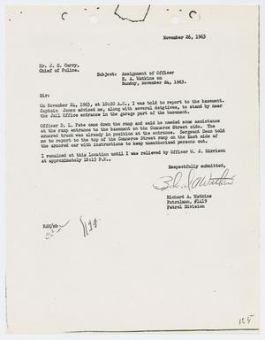[Report from Richard A. Watkins to Chief J. E. Curry, November 26, 1963]
