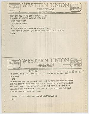 [Telegrams to Jack Ruby from Rena L. Jordan and Robert O'Shea, November 24, 1963 #2]