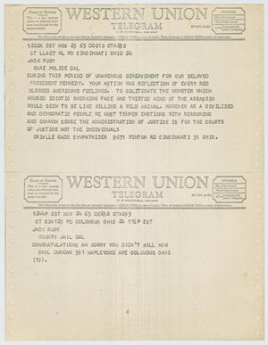 [Telegrams to Jack Ruby from Orville Gadd, November 25, 1963 and Carl Duncan, November 24, 1963 #2]