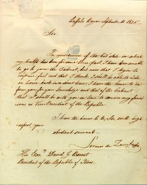 Primary view of object titled '[Letter from Lorenzo de Zavala to Burnet] September 11th 1836'.