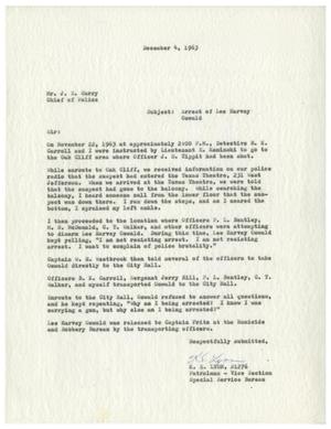 [Report by Patrolman K. E. Lyon to Chief of Police J. E. Curry, December 4, 1963 #5]