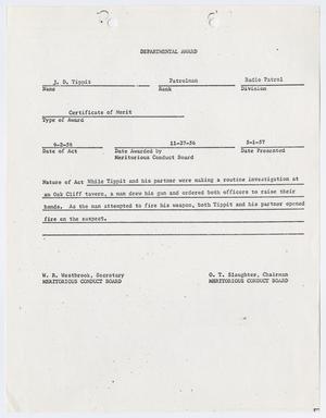 [Personnel Record for Officer J. D. Tippit #1]