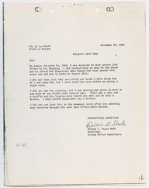 [Report from Willie B. Slack to Chief J. E. Curry, November 27, 1963]