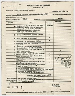 [Property Clerk's Invoice or Receipt, November 26, 1963 #4]