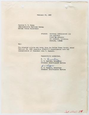 [Report to W. F. Dyson by C. T. Burnley and D. K. Rodgers, February 27, 1967 #2]