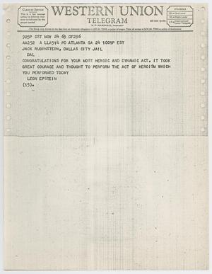 [Telegram to Jack Ruby from Leon Epstein, November 24, 1963 #1]