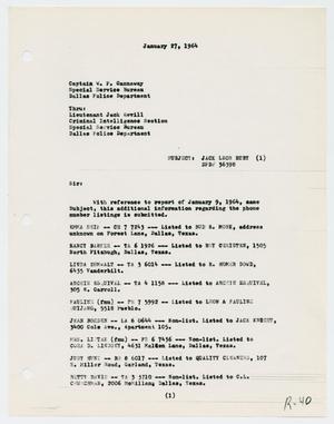 Primary view of object titled '[Report to W. P. Gannaway by M. H. Brumley, January 27, 1964 #2]'.