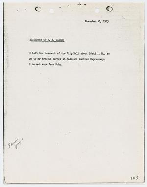 [Typed Statement by H. J. Wages]