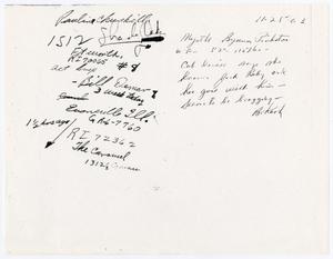 Primary view of object titled '[Handwritten note concerning the investigation of Jack Ruby]'.