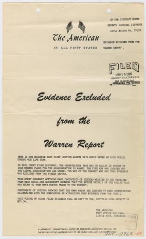 [Handbill of Evidence Excluded from the Warren Report #1]