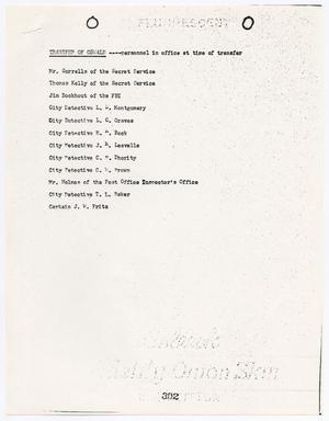 [List of personnel in the office at the time of the transfer of Lee Harvey Oswald]