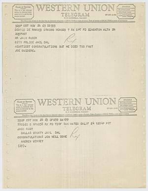 [Telegrams to Jack Ruby from Joe Guidere and Andrew Versey, November 24, 1963 #2]