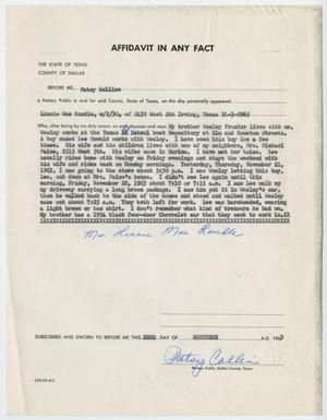 [Affidavit in Any Fact - Statement by Linnie Mae Randle, November 22, 1963 #2]