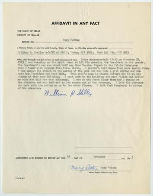 Primary view of object titled '[Affidavit in Any Fact - Statement by William H. Shelley, November 22, 1963 #2]'.