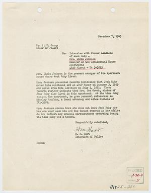 Primary view of object titled '[Report to J. E. Curry by H. M. Hart, December 7, 1963 #2]'.