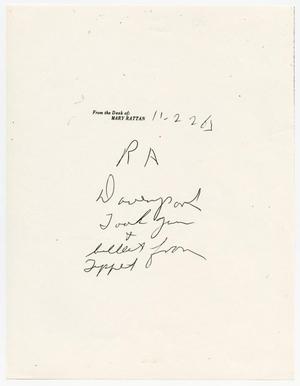 [Handwritten note regarding R. A. Davenport]