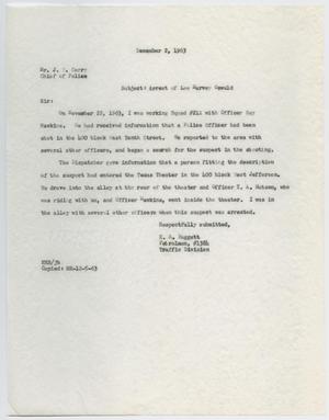 [Report by Patrolman E. R. Baggett to Chief of Police J. E. Curry, December 2, 1963 #2]