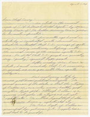 [Letters from citizens to Chief J. E. Curry regarding the assassination of John F. Kennedy and related cases]