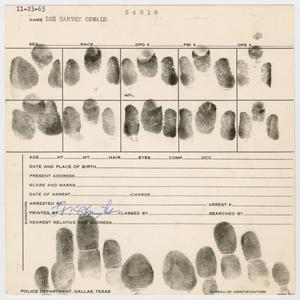 [Fingerprint Record Card for Lee Harvey Oswald]