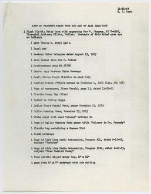 [List of Jack Ruby's Confiscated Property by G. L. Rose, November 24, 1963 #4]