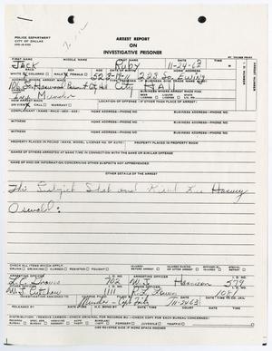 [Arrest Report on Investigative Prisoner for the shooting of Lee Harvey Oswald]