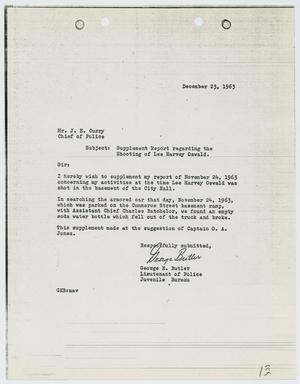 [Report from George Butler to Chief J. E. Curry, December 23, 1963]