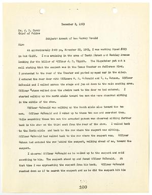 [Report from Charles T. Walker to Chief J. E. Curry, concerning the arrest of Lee Harvey Oswald #1]