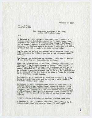 [Report to Chief J. E. Curry by Jack Revill, concerning a series of interviews regarding the shooting of Lee Harvey Oswald]